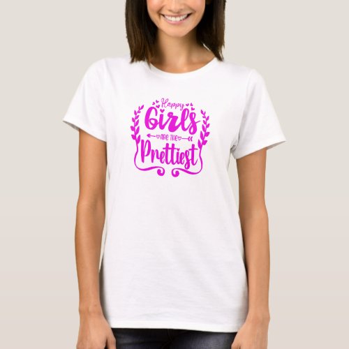 Unique Happy Girls Shine Brightest T_Shirt