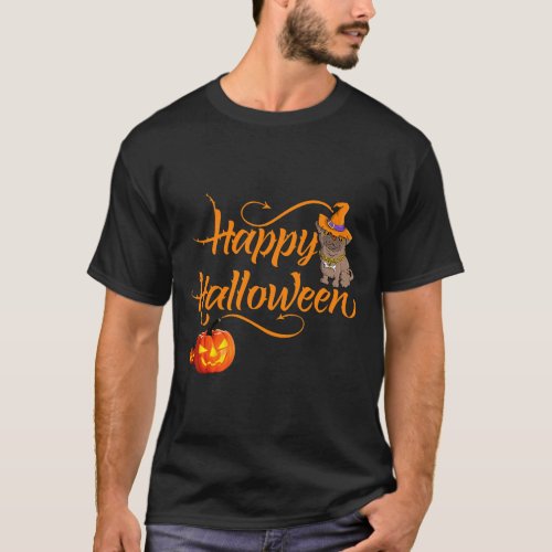 Unique Happy Halloween Gift with Pug Pumpkin Best  T_Shirt