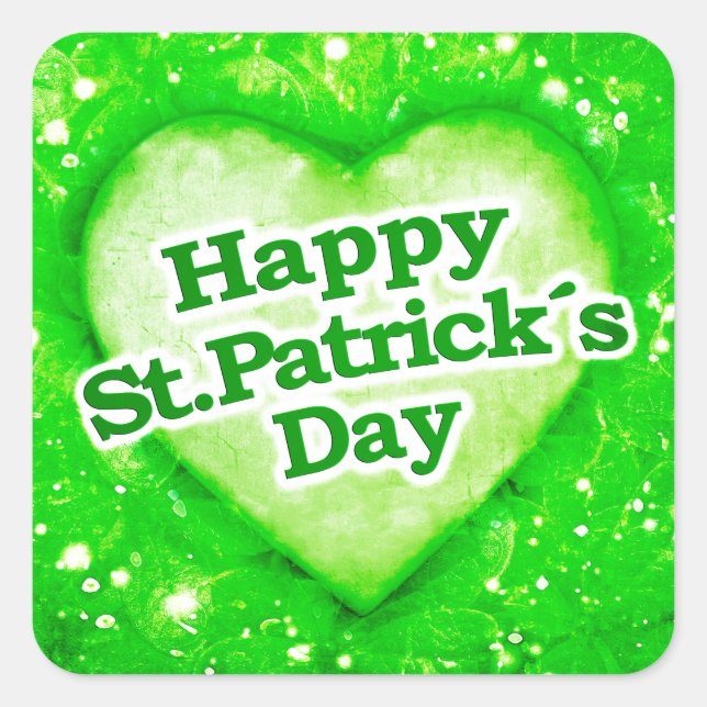 Unique Happy St Patrick´s Day Design Square Sticker (Front)