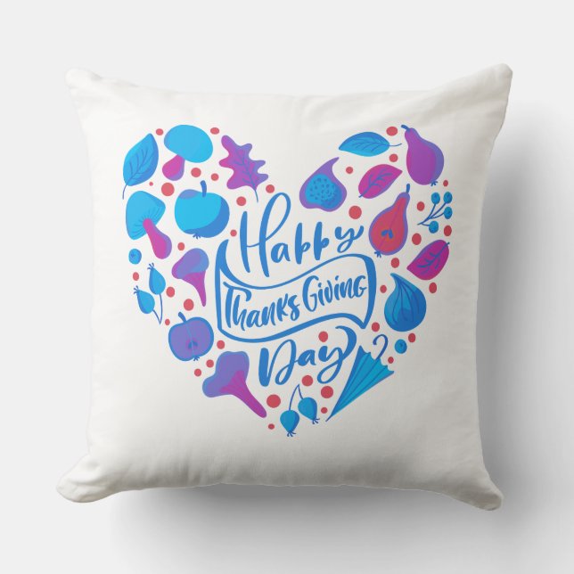 Unique Happy Thanksgiving Day Design Throw Pillow (Front)