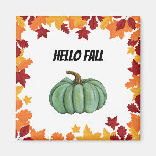 Unique Harvest Pumpkin with Autumn Leaves Magnet