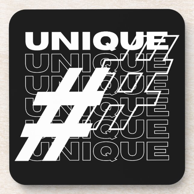 Unique Hashtag Typography Beverage Coaster (Front)