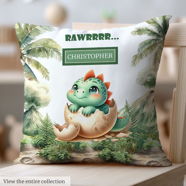 Unique Hatching Soon Baby Dinosaur Personalized   Throw Pillow (Unique Hatching Soon Baby Dinosaur Personalized Throw Pillow)