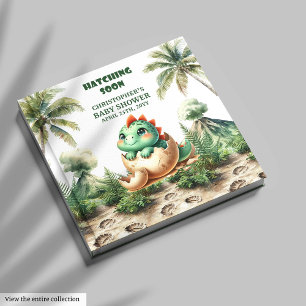 Unique Hatching Soon Dinosaur Baby Boy Keepsake Guest Book