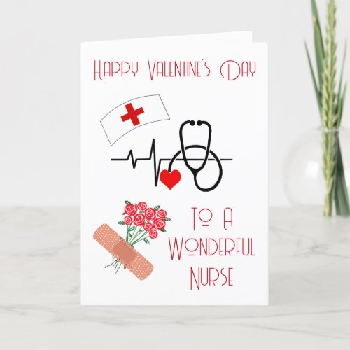 Unique Heart Beat Nurse Valentines Day  Holiday Card