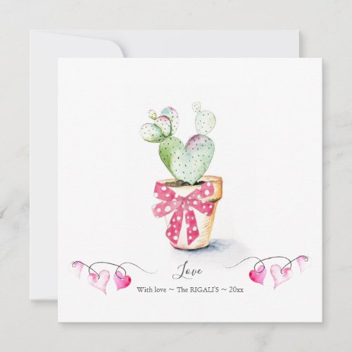Unique Heart Cactus Valentines Card