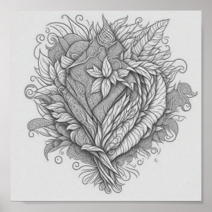 Unique Heart Coloring Poster