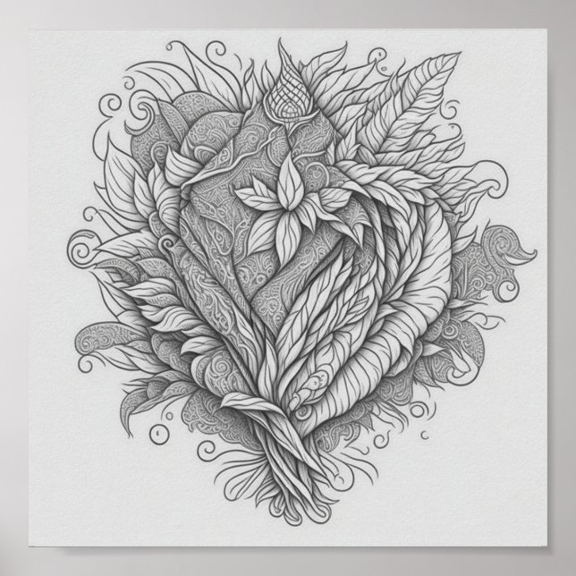 Unique Heart Coloring Poster (Front)