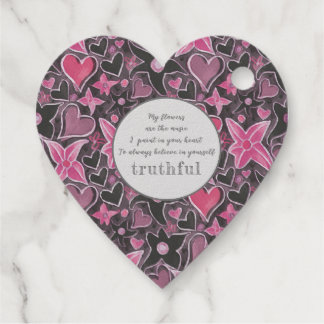 Unique Heart&Flowers Pattern Foil Favor Tag