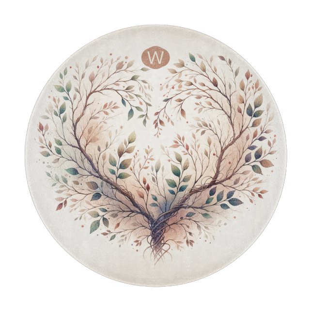 Unique Heart Monogram Cutting Board (Front)