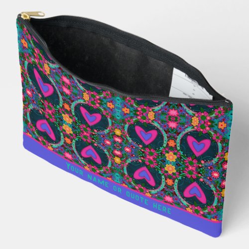 Unique Heart Pattern Custom Name Cosmetic Bag