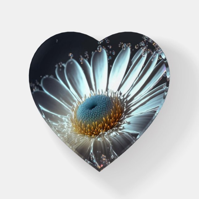 Unique Heart shape flower Paperweight (Front)