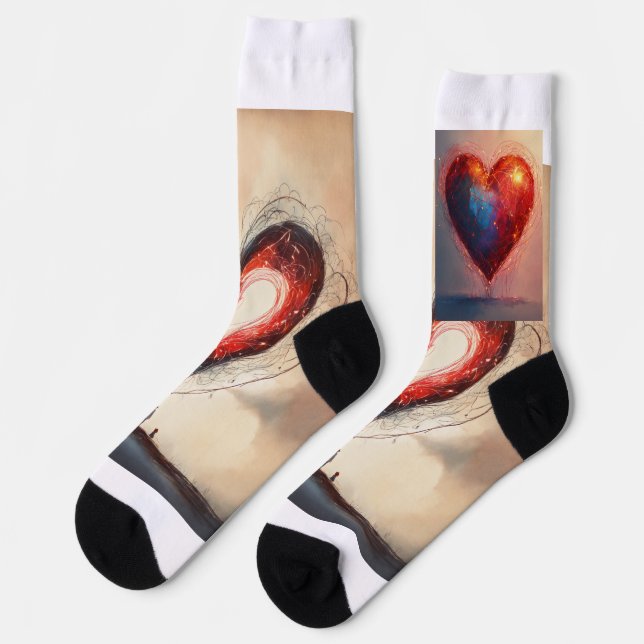  Unique Heart Tattoo Design Socks" Socks (Left)