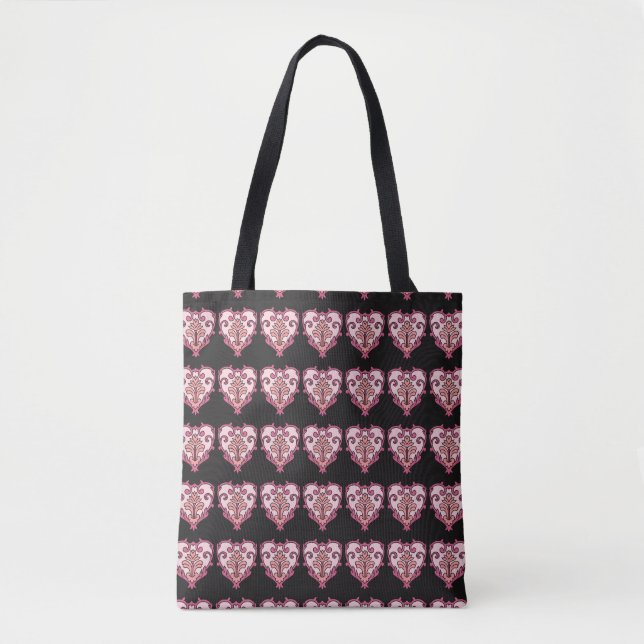 Unique heart tote bag, book bag, grocery bag (Front)