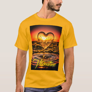 Unique Heart with Drops Print T-Shirt .