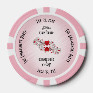 Unique Hearts Engagement Party Invitation Poker Chips