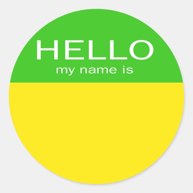 Unique Hello My Name Is - Lemon Lime Classic Round Sticker (Front)