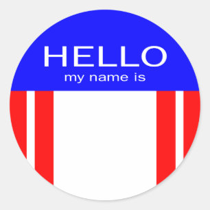 Unique Hello My Name Is - Red White Blue Classic Round Sticker