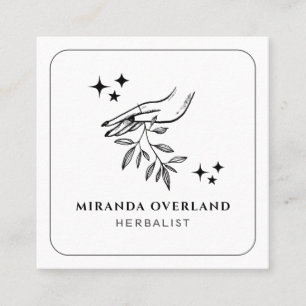 Unique Herbalist Naturopath Botanical Leaves Square Business Card