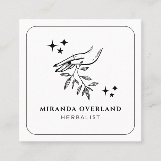 Unique Herbalist Naturopath Botanical Leaves  Square Business Card (Front)
