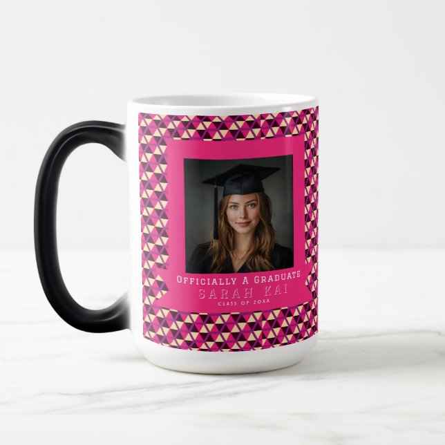 Unique Hexagonal Pattern College Grad Color Morph Mug (Left)