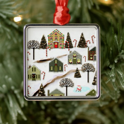 Unique Hockey Christmas Metal Ornament