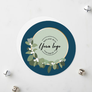 Unique Holiday Corporate Green Wreath Custom Logo