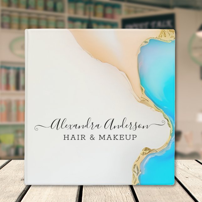 Unique Holographic Opal Agate Gold Details  3 Ring Binder (Unique Holographic Opal Agate Gold Details 3 Ring Binder)