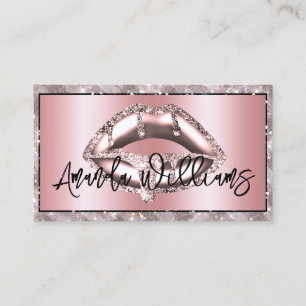 Unique Holographic Sparkles Rose Gold Glitter Lips Business Card