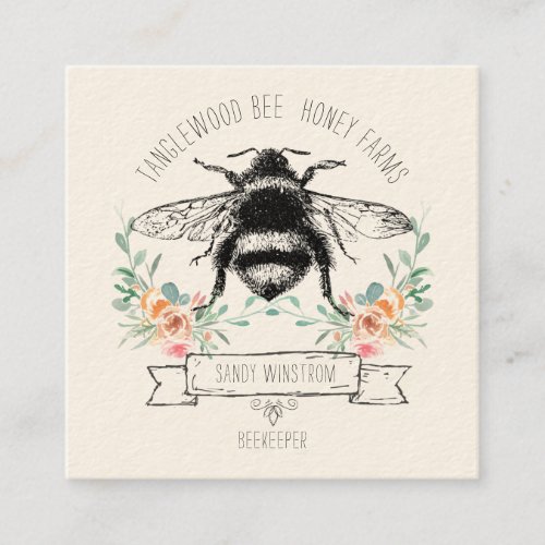 Unique Honey Bee Apiary Beekeeper Square Business Card