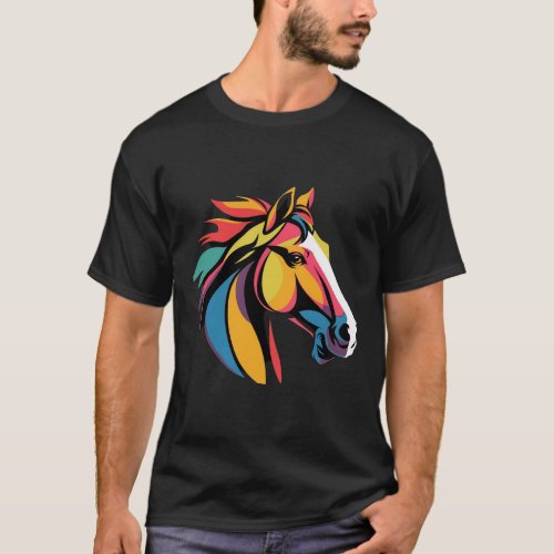Unique Horse Multicolour Designs T_Shirt