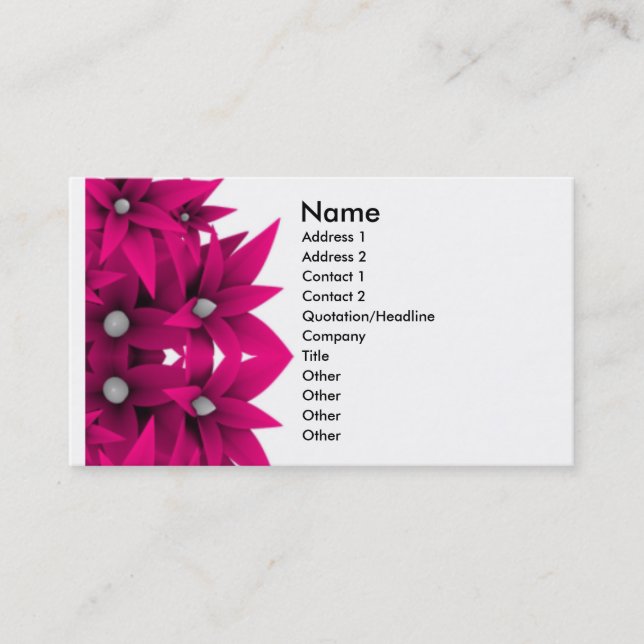 Unique Hot Pink Flowers Business Card (Front)
