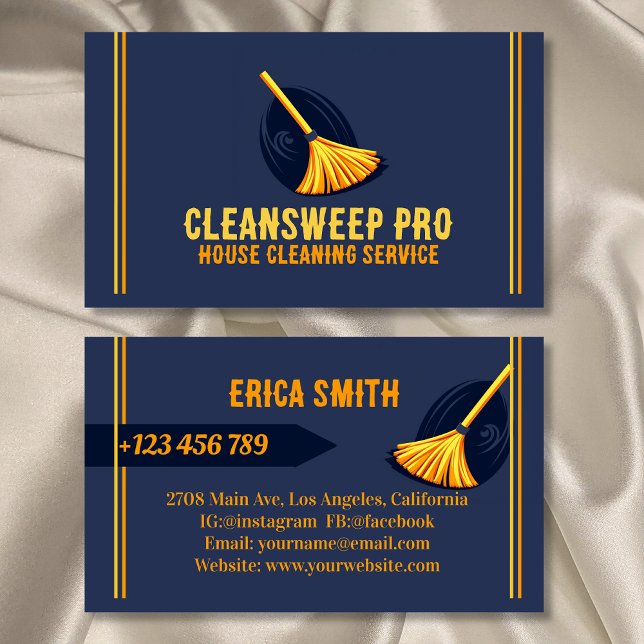 Unique House Cleaning Maid Service Logo Business Card (Creator Uploaded)