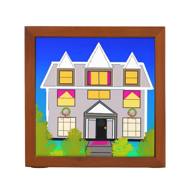 Unique House Design Desk Organizer (Front)