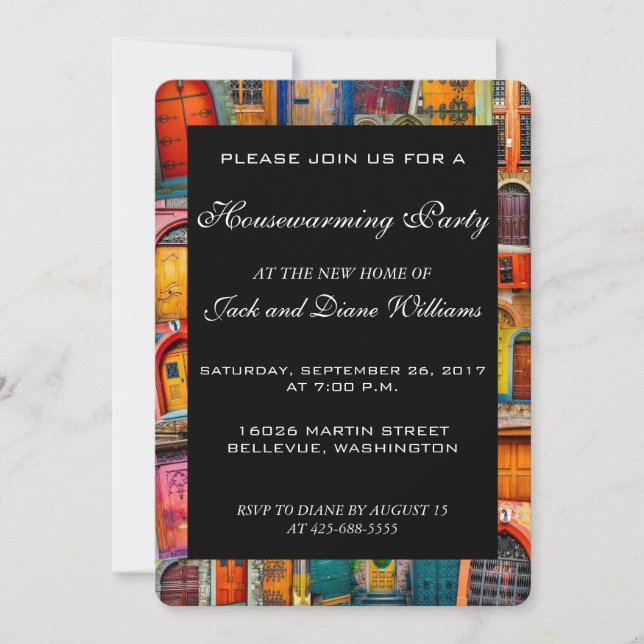 Unique Housewarming Party Invitation Doors (Front)