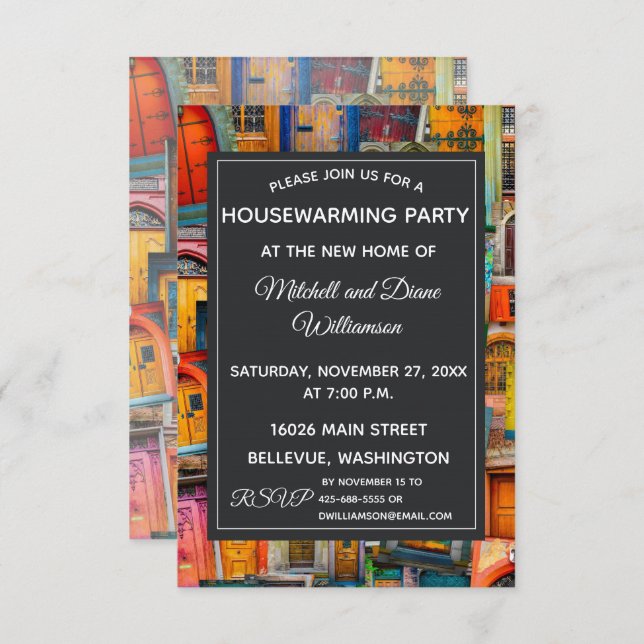 Unique Housewarming Party Invitation Doors (Front/Back)