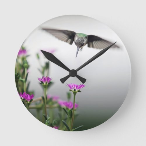 Unique Hummingbird Round Clock
