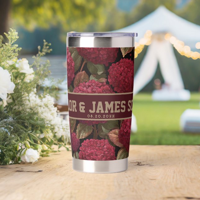 Unique Hydrangeas Waterbottle For Wedding Memories Insulated Tumbler (Wedding)