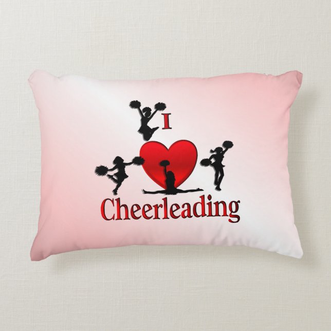 Unique I Heart Cheerleading Accent Pillow (Front)