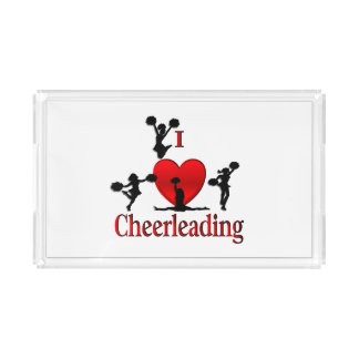Unique I Heart Cheerleading Acrylic Tray