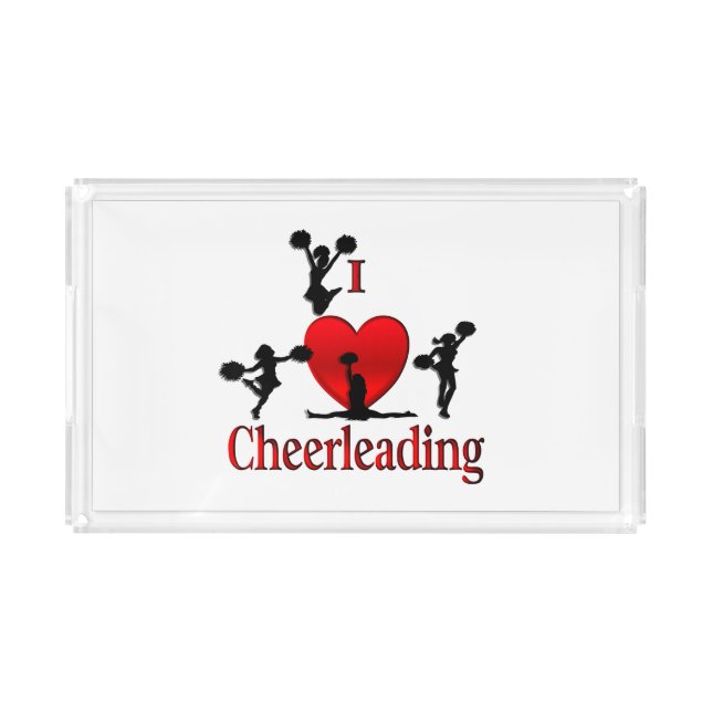 Unique I Heart Cheerleading Acrylic Tray (Front)