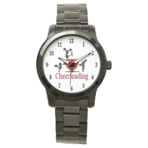 Unique I Heart Cheerleading Black Numbers Watch
