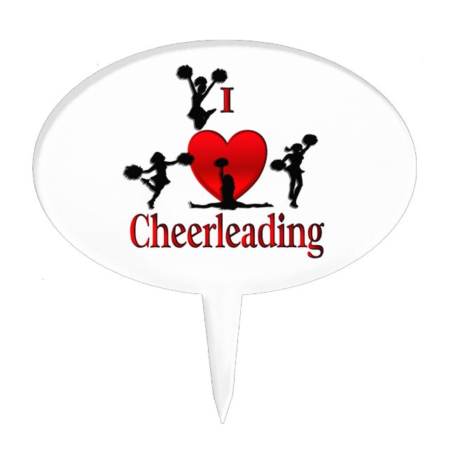 Unique I Heart Cheerleading Cake Topper (Front)