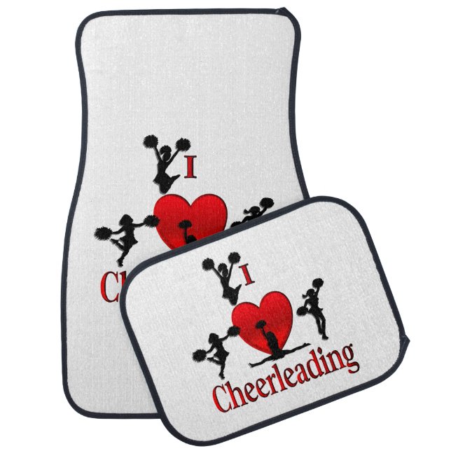 Unique I Heart Cheerleading Car Floor Mat (Set)