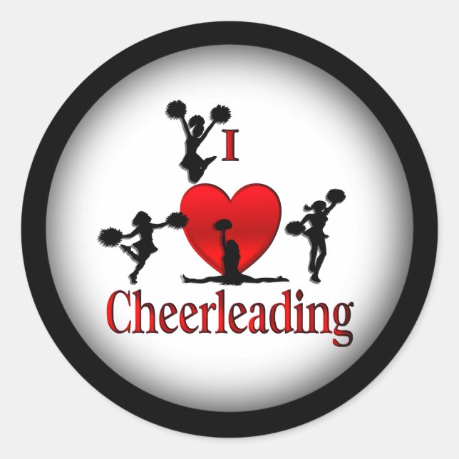 Unique I Heart Cheerleading Classic Round Sticker (Front)