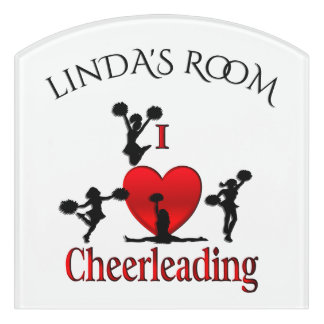Unique I Heart Cheerleading Door Sign