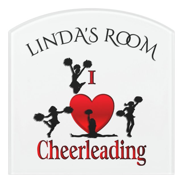 Unique I Heart Cheerleading Door Sign (Contour Front)