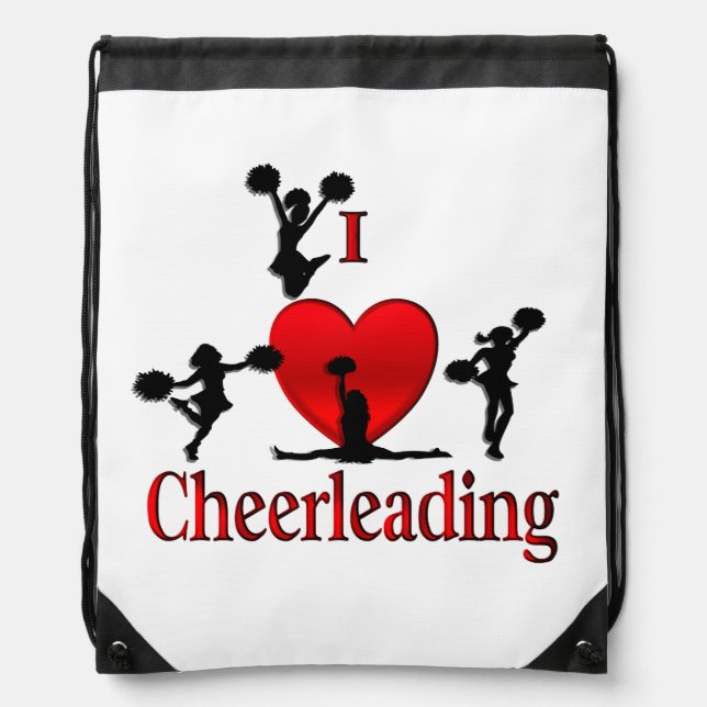 Unique I Heart Cheerleading Drawstring Bag (Front)