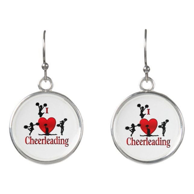 Unique I Heart Cheerleading Earrings (Front)