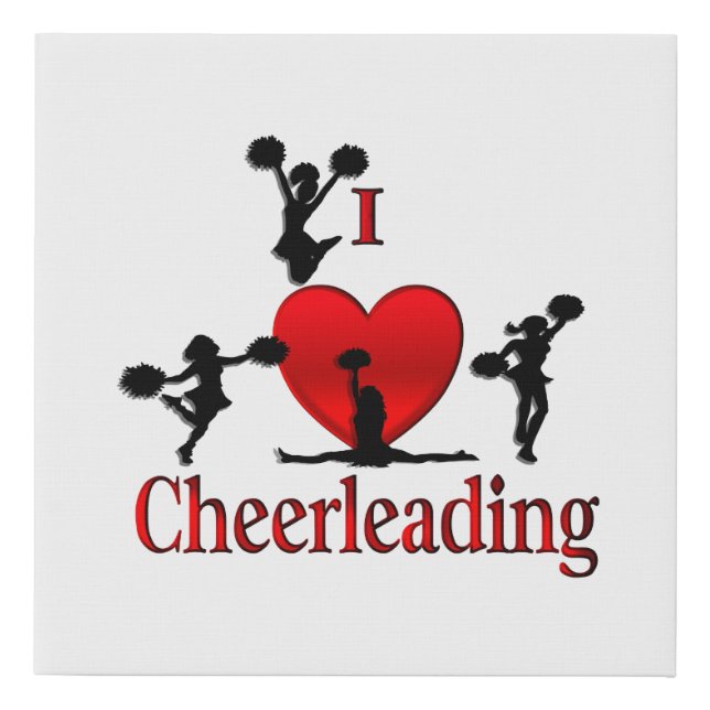 Unique I Heart Cheerleading Faux Canvas Print (Front)